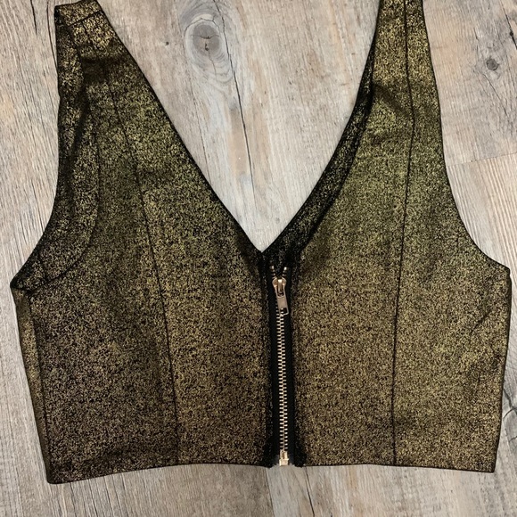 Crop top Bandeau Gold Tank Top - Picture 3 of 3